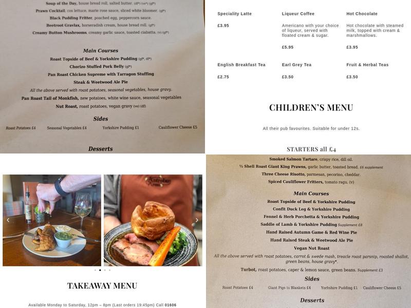 The Antrobus Arms Menu