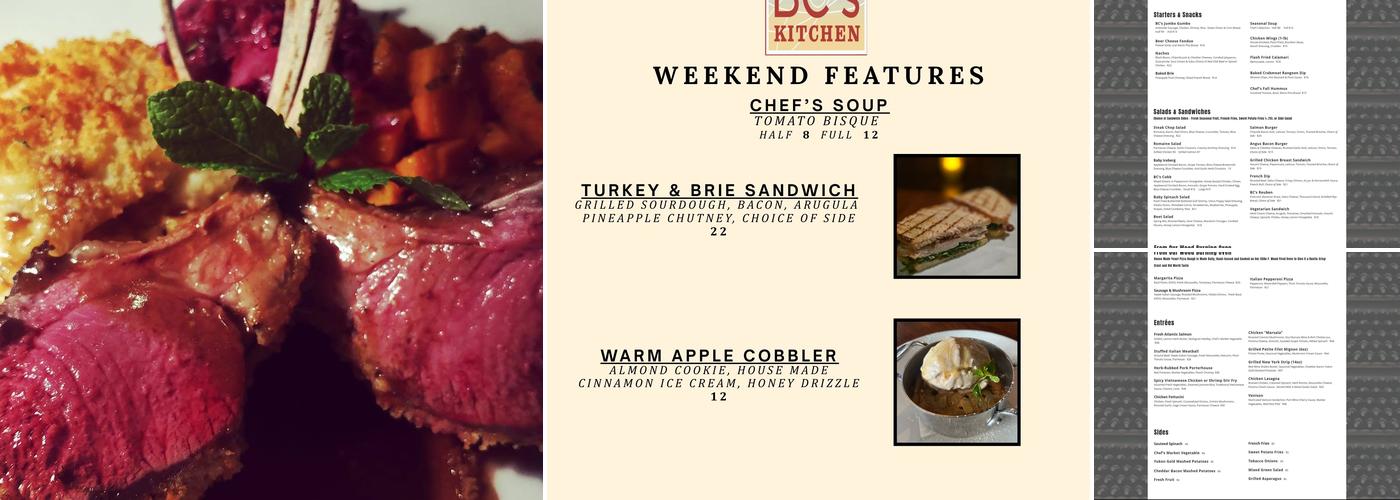 BC's Kitchen Menu