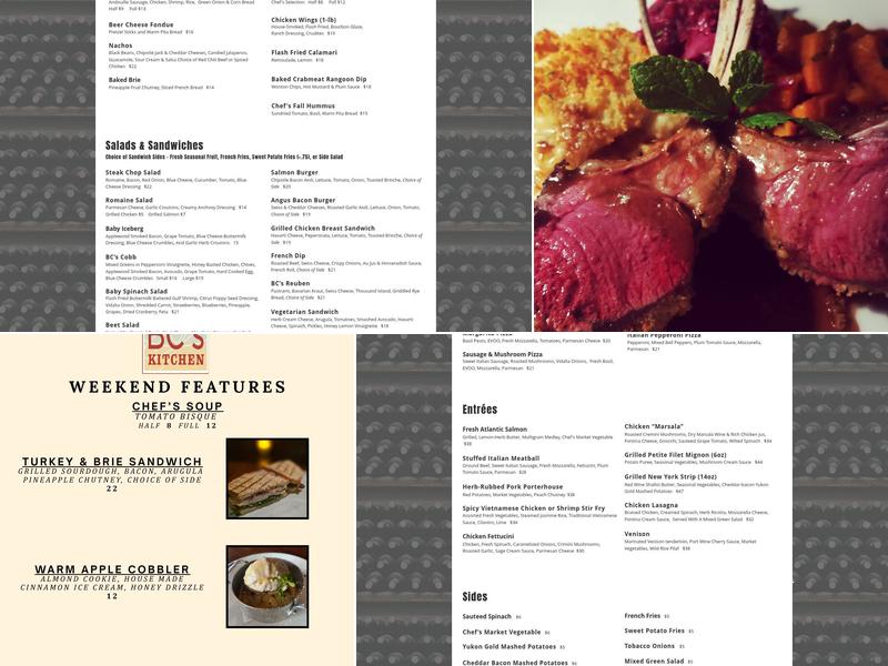 BC's Kitchen Menu