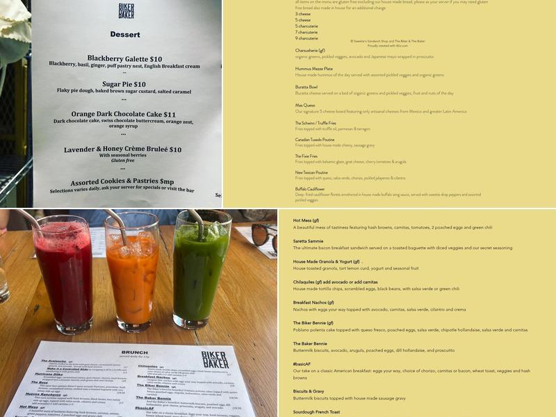 The Biker & The Baker Menu