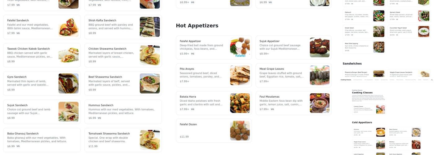 Phoenicia Mediterranean Deli Menu