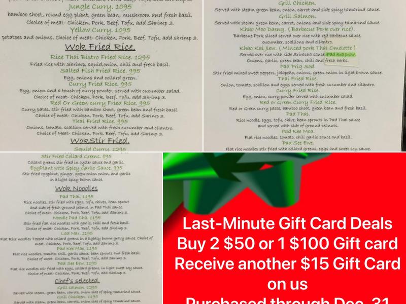 Rice Thai Bistro Menu