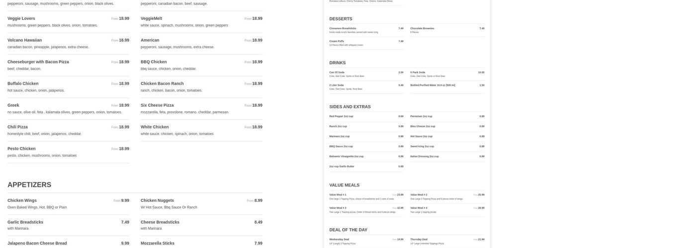 Pizzaone Menu