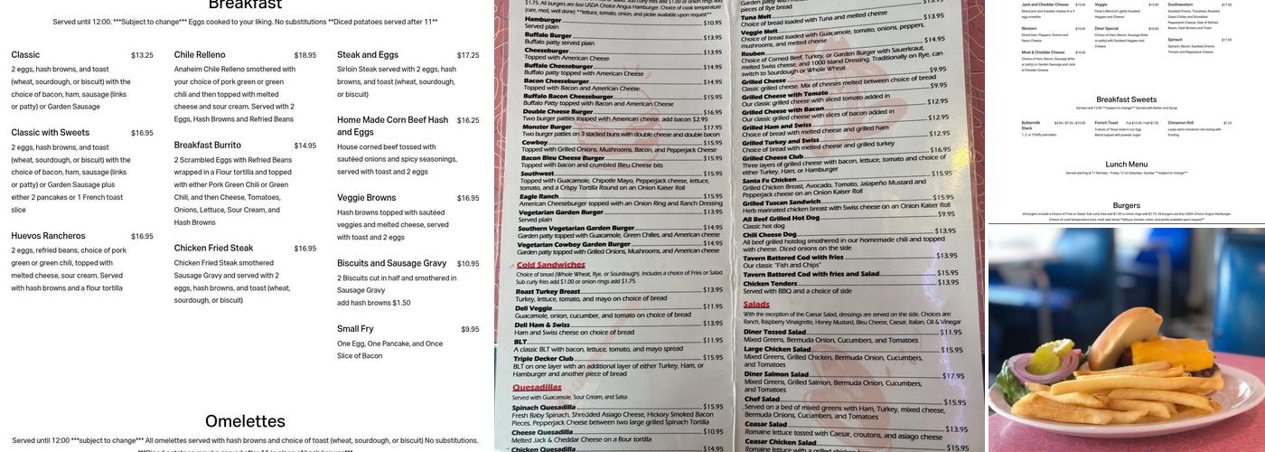Eagle Diner Menu