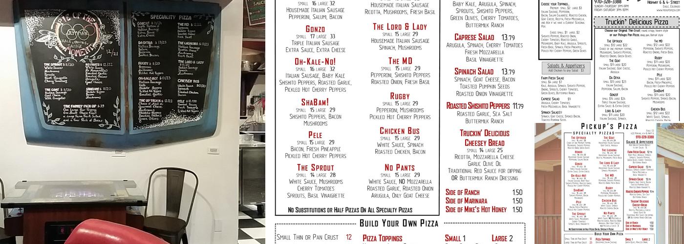 Pickup's Pizza Company Menu