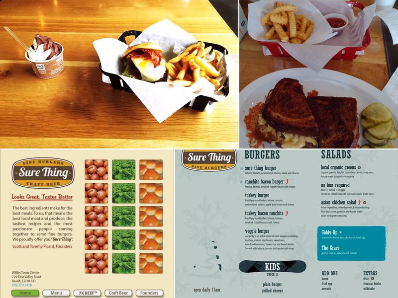 Sure Thing Burger Menu