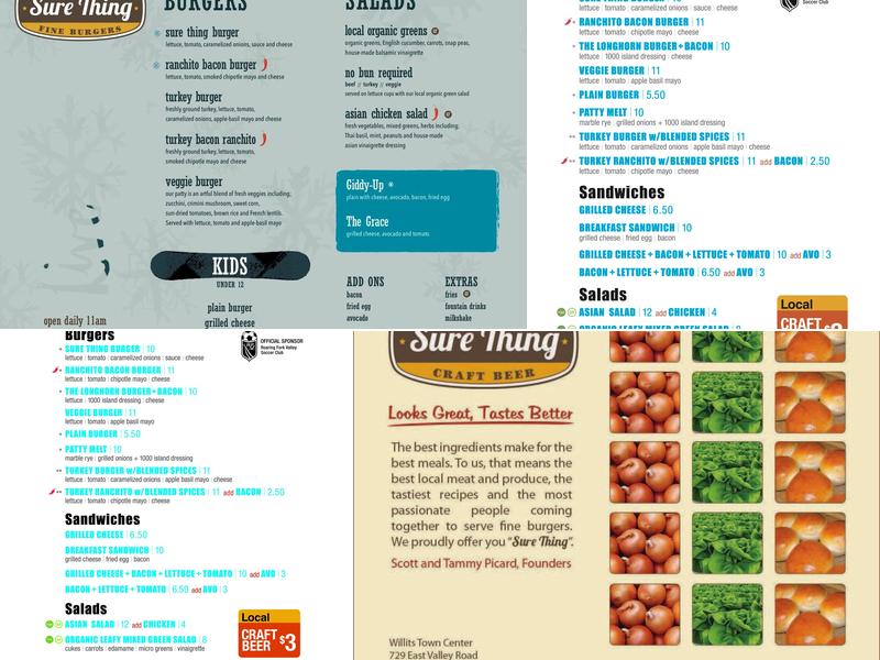 Sure Thing Burger Menu