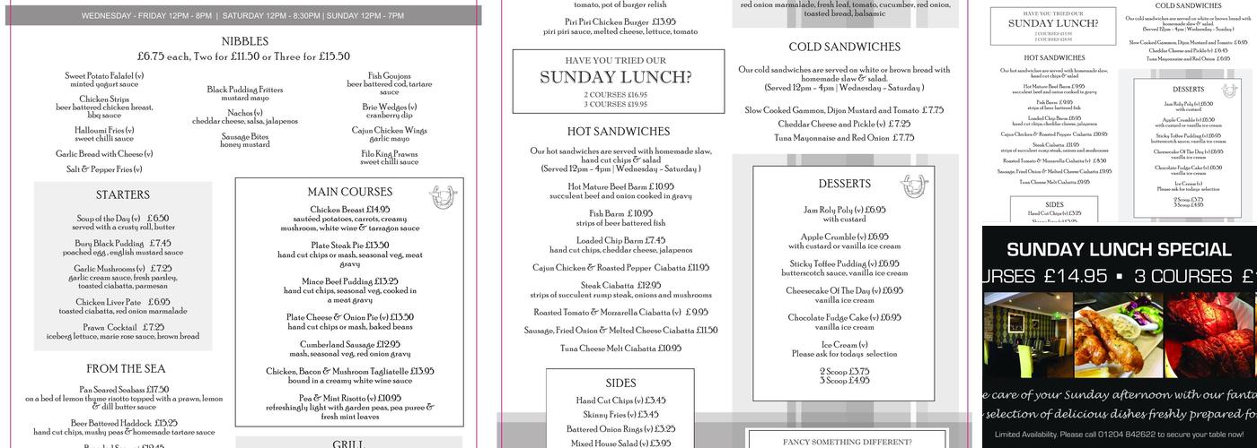 Bob's Smithy Inn Menu