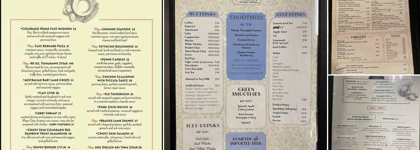 Cafe Bernard Menu