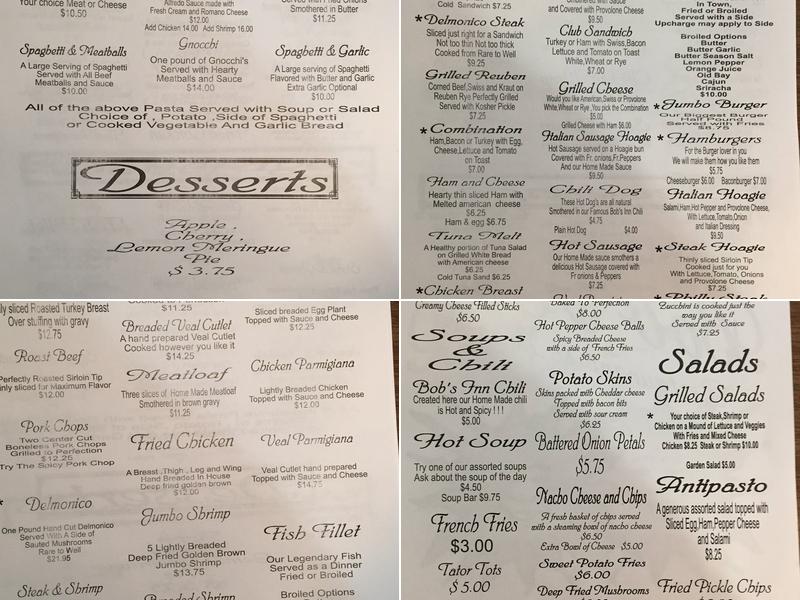 Bob's Inn Menu