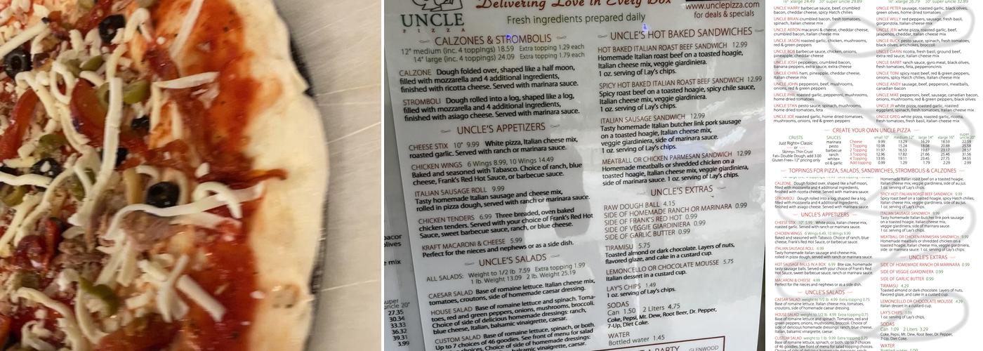 Uncle Pizza Menu