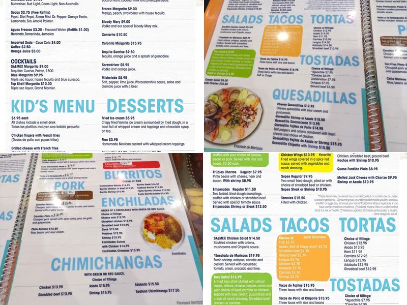 Sal Mex Menu