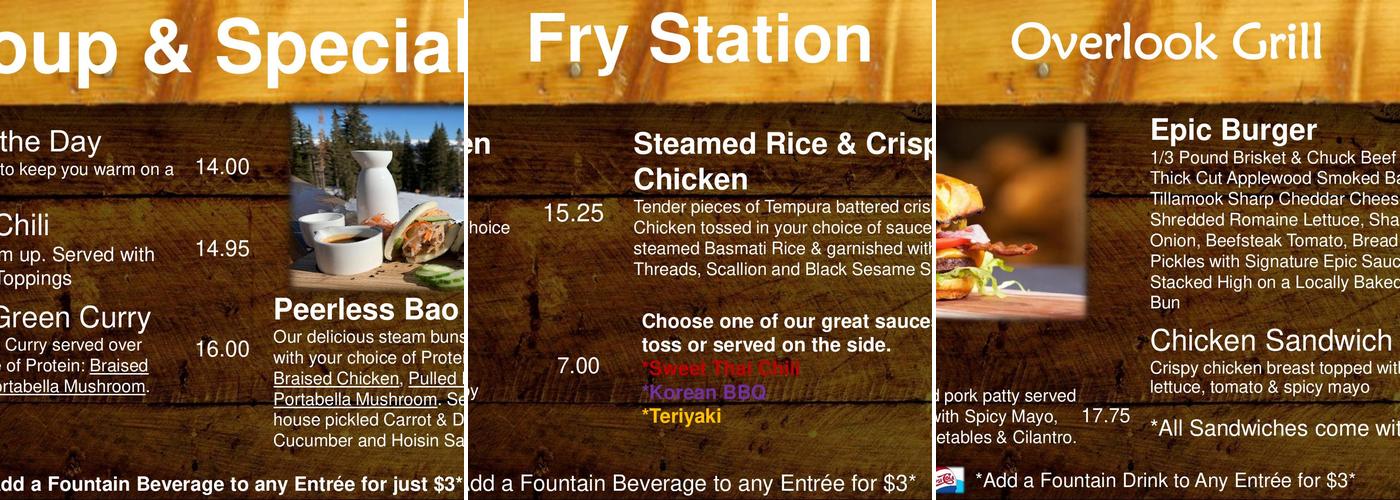 The Overlook Restaurant Menu