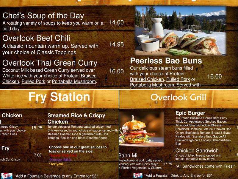 The Overlook Restaurant Menu