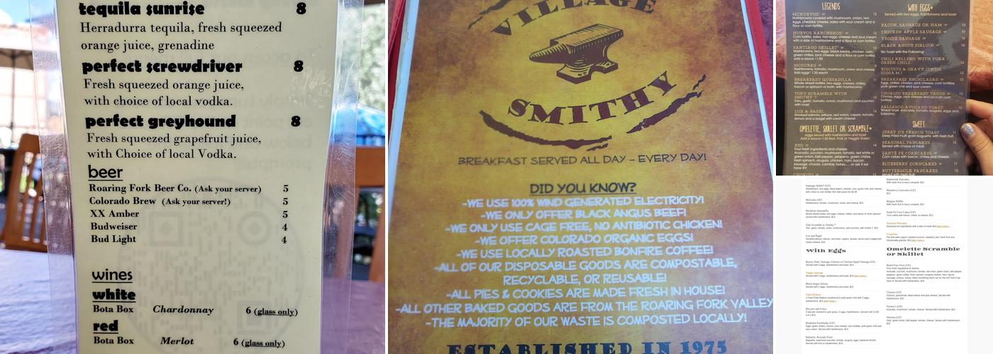 Village Smithy Restaurant Menu