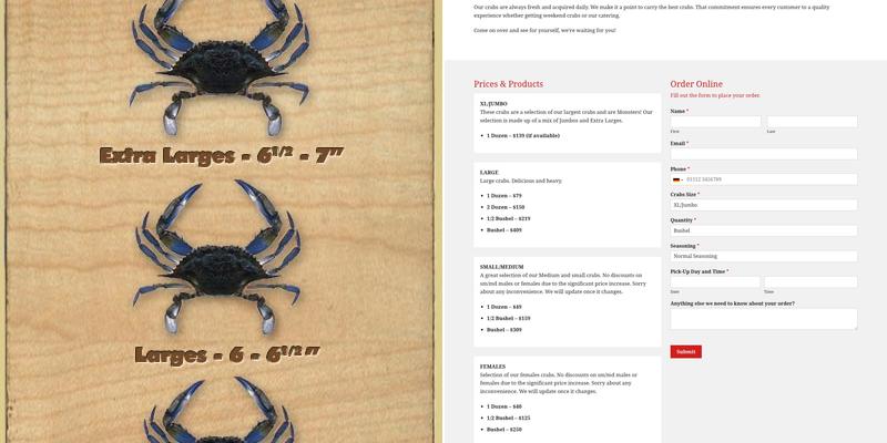 She's Got Crabs Menu