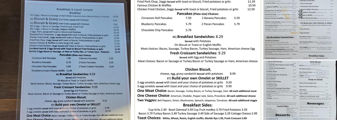 Breakfast & Lunch Lovers' Menu
