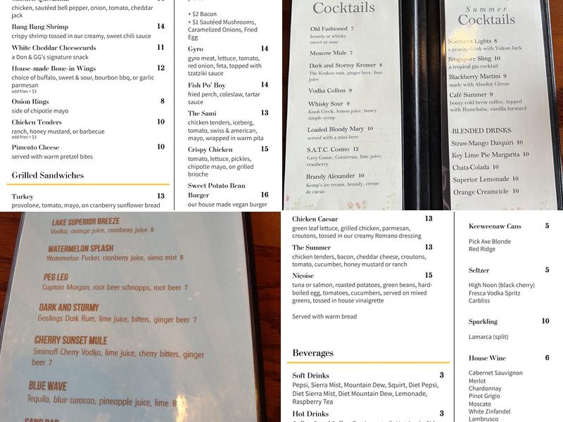 Don & GG's Food & Spirits Menu