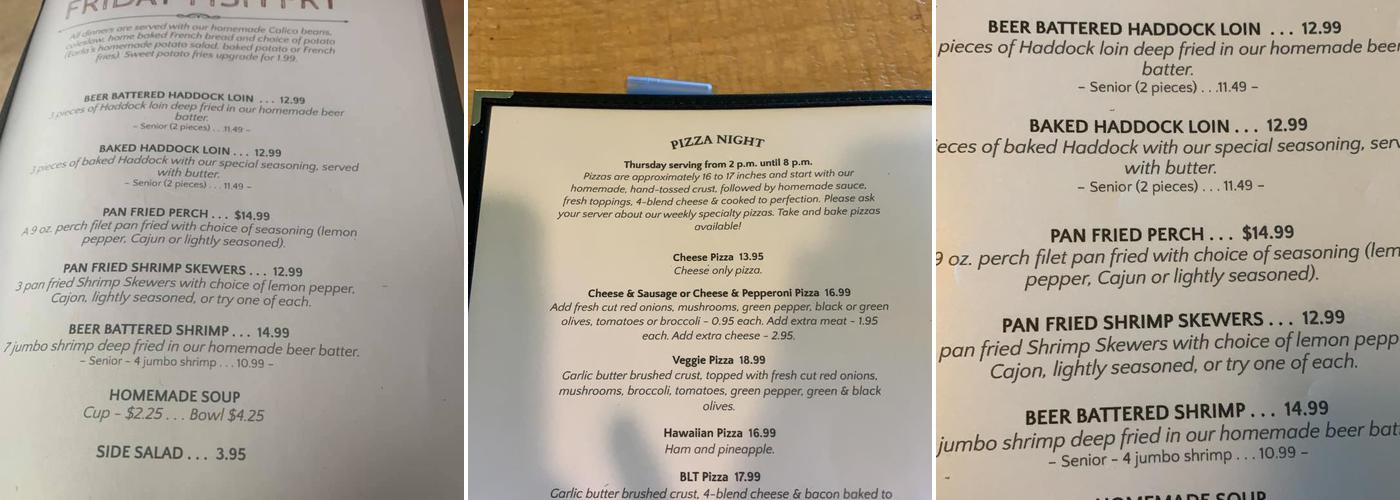 Earla's Menu