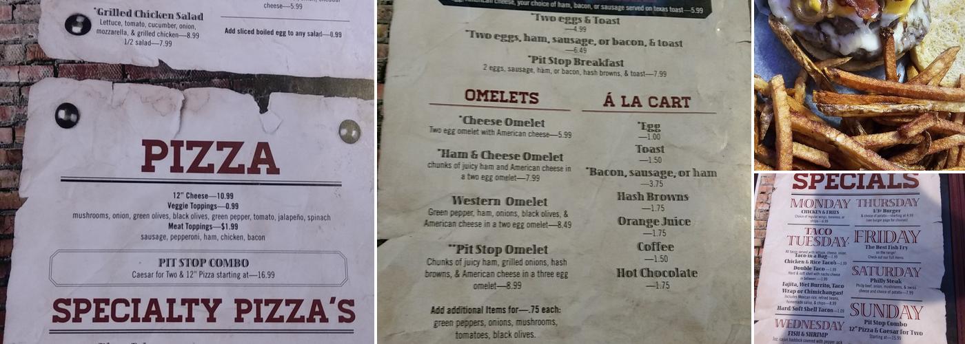 Pit Stop Bar & Grill Menu