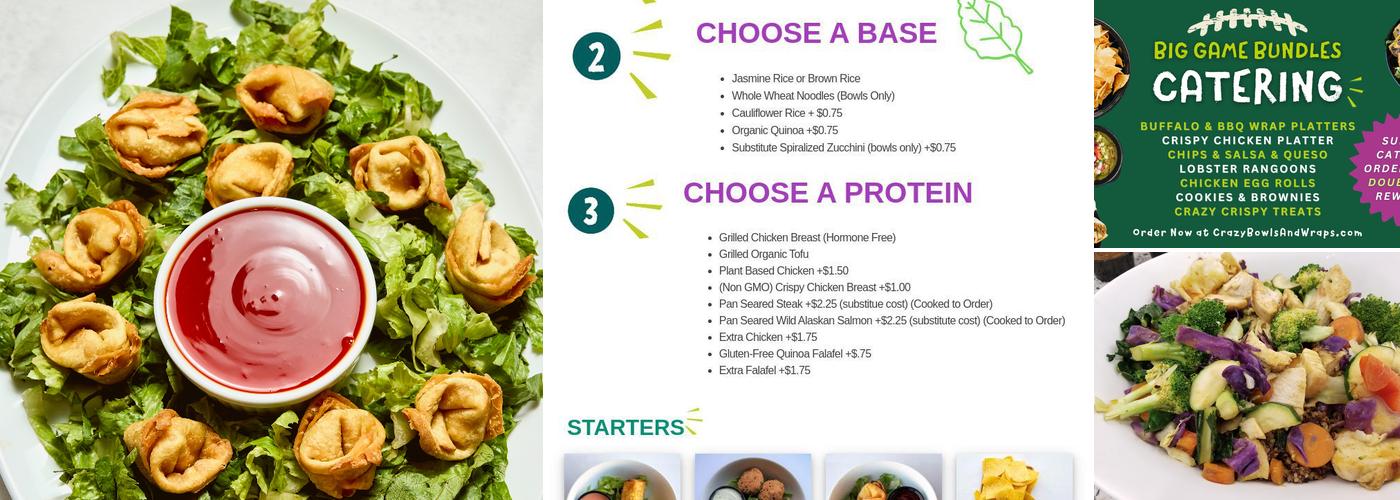 Crazy Bowls & Wraps Menu