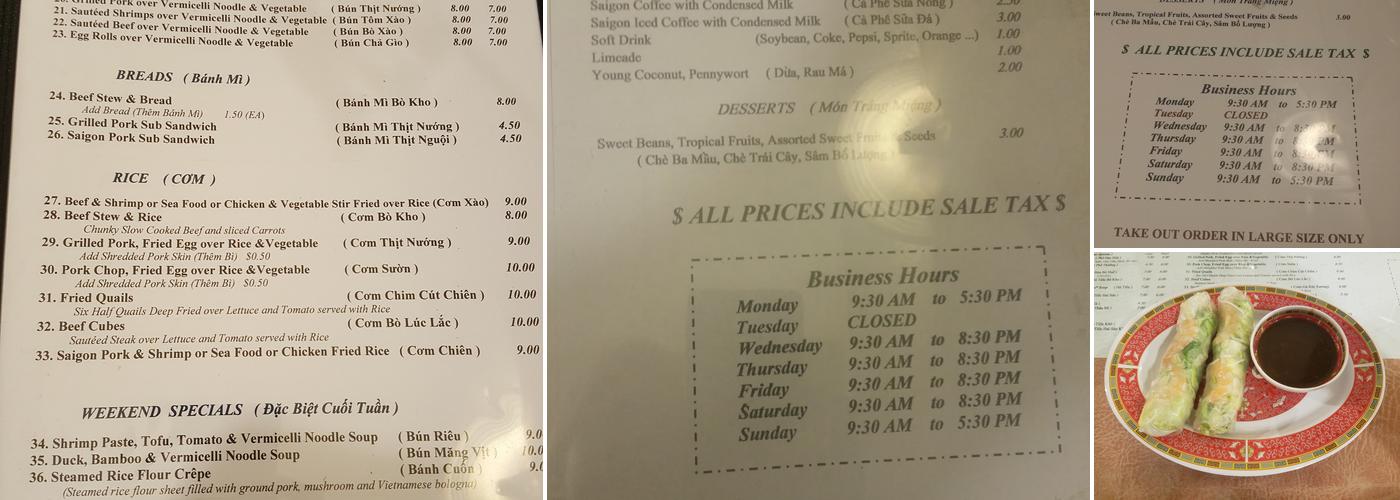 Little Saigon Restaurant Menu