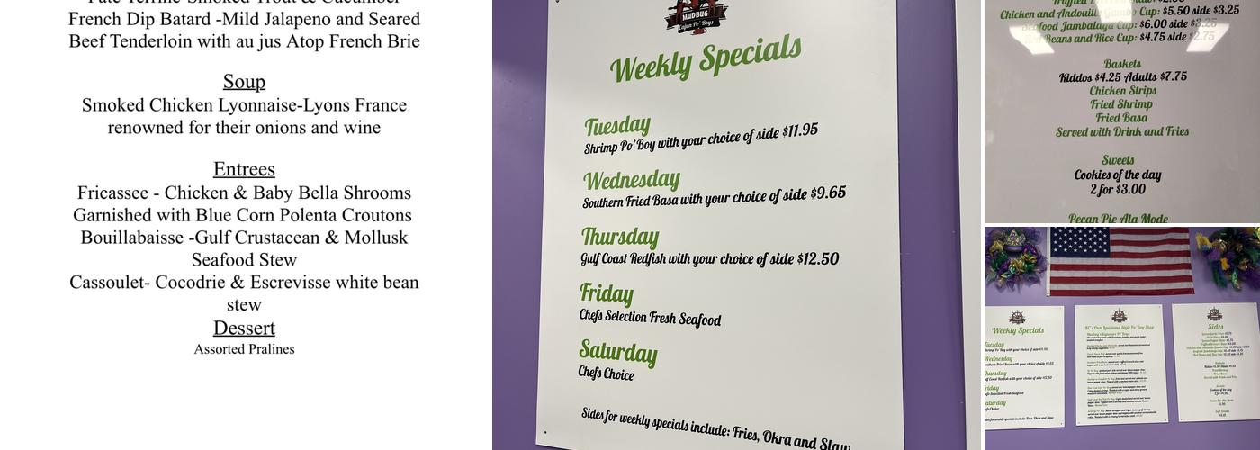 Mudbug Cajun Po' Boys Menu