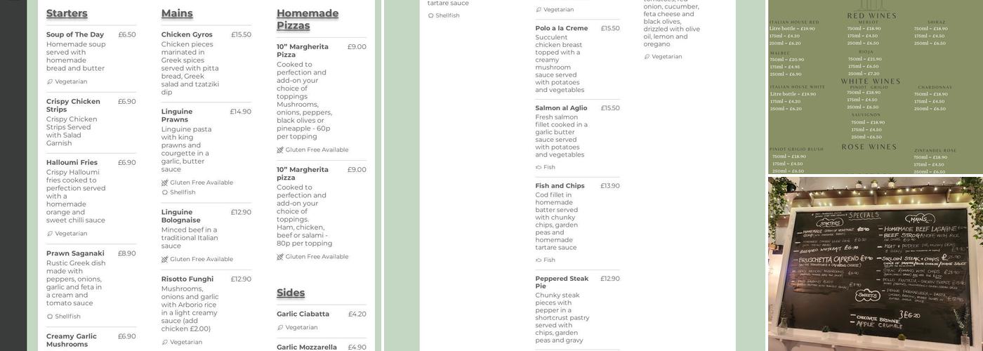 ROCK INN - TOCKHOLES Menu