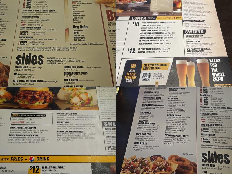 Buffalo Wild Wings Menu