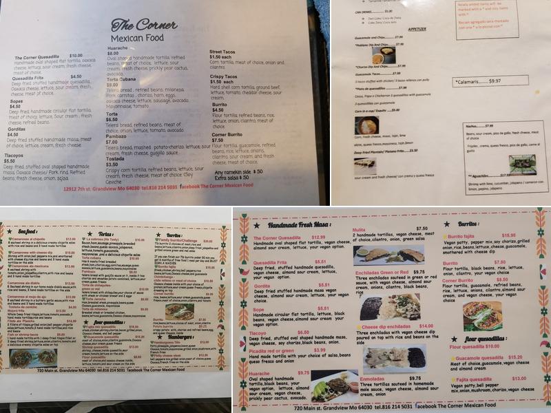 The Corner Mexican Food Restaurant Menu