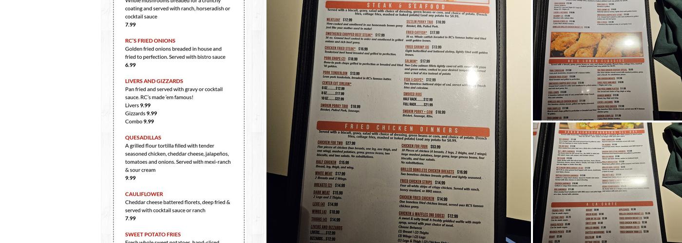 Rc's Restaurant & Lounge Menu