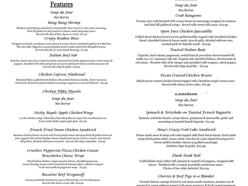 O'Neals Pub Menu