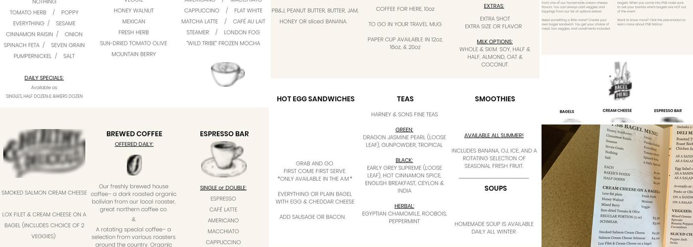 Pearl Street Bagels Menu