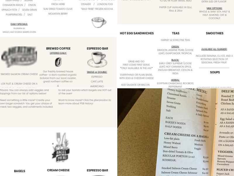 Pearl Street Bagels Menu
