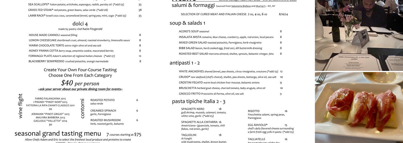 Acero Menu