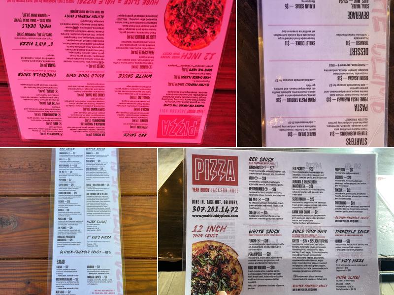 Yeah Buddy Pizza Menu