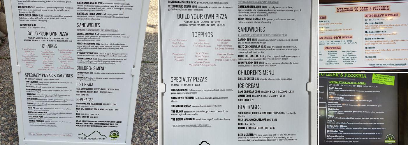 Leek's Marina & Pizzeria Menu