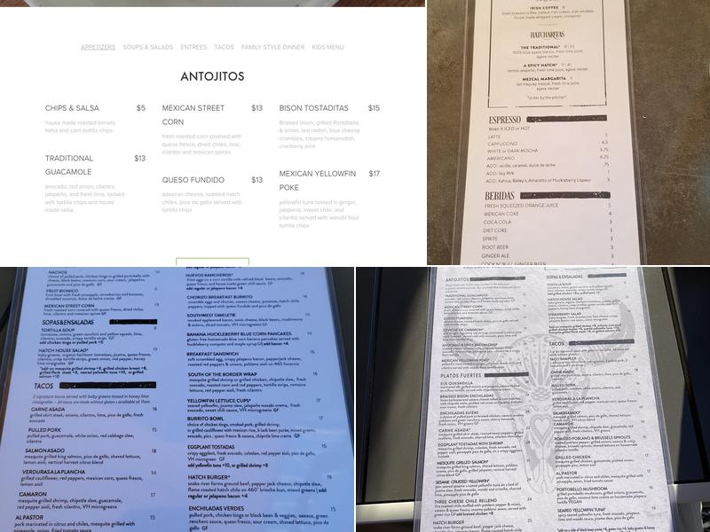 Hatch Taqueria & Tequilas Menu