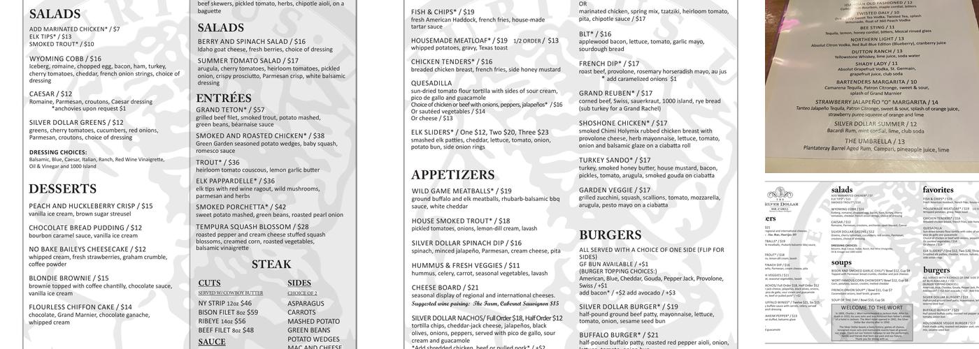 Silver Dollar Bar Menu