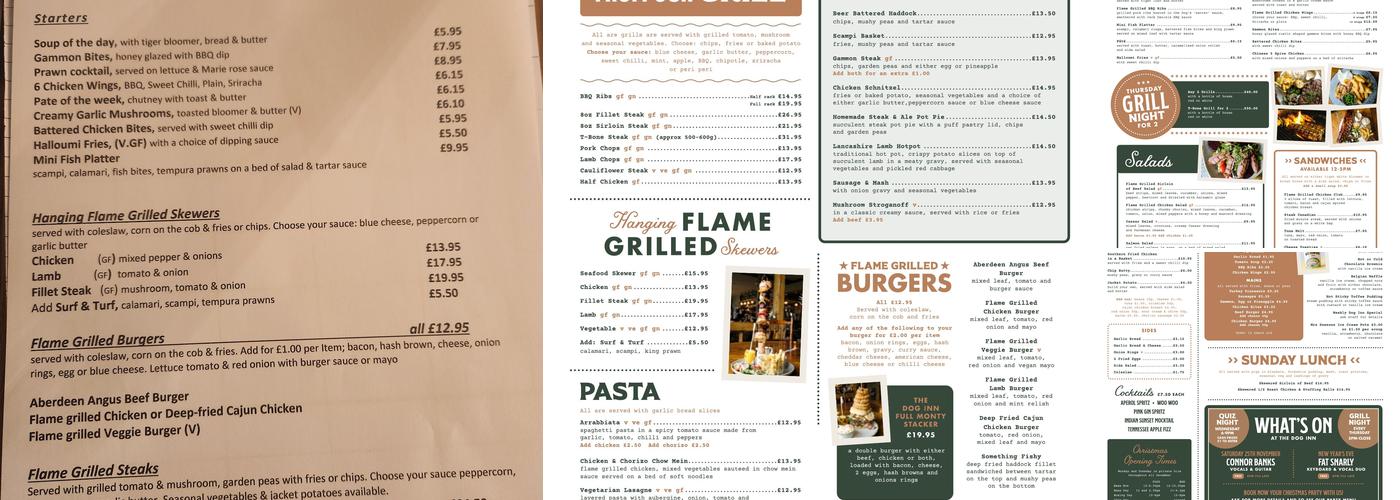 The Dog Inn at Longridge Menu