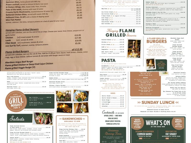 The Dog Inn at Longridge Menu