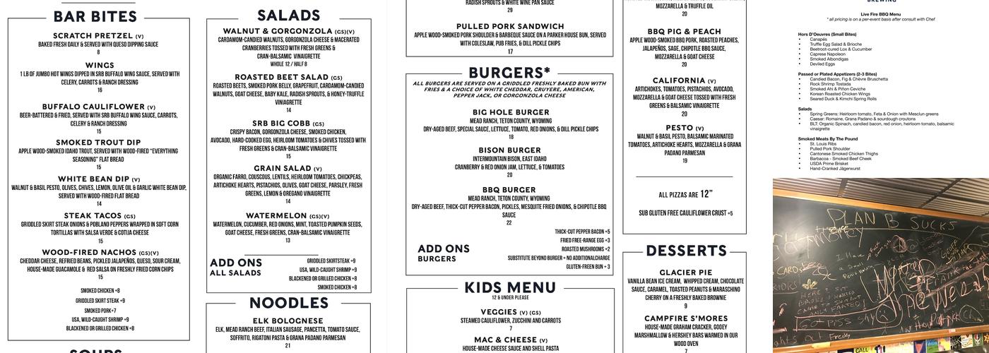 Snake River Brewing Co. Menu