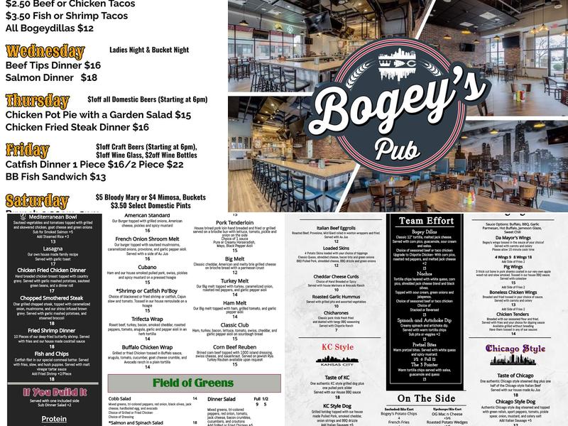 Bogey's Pub Menu