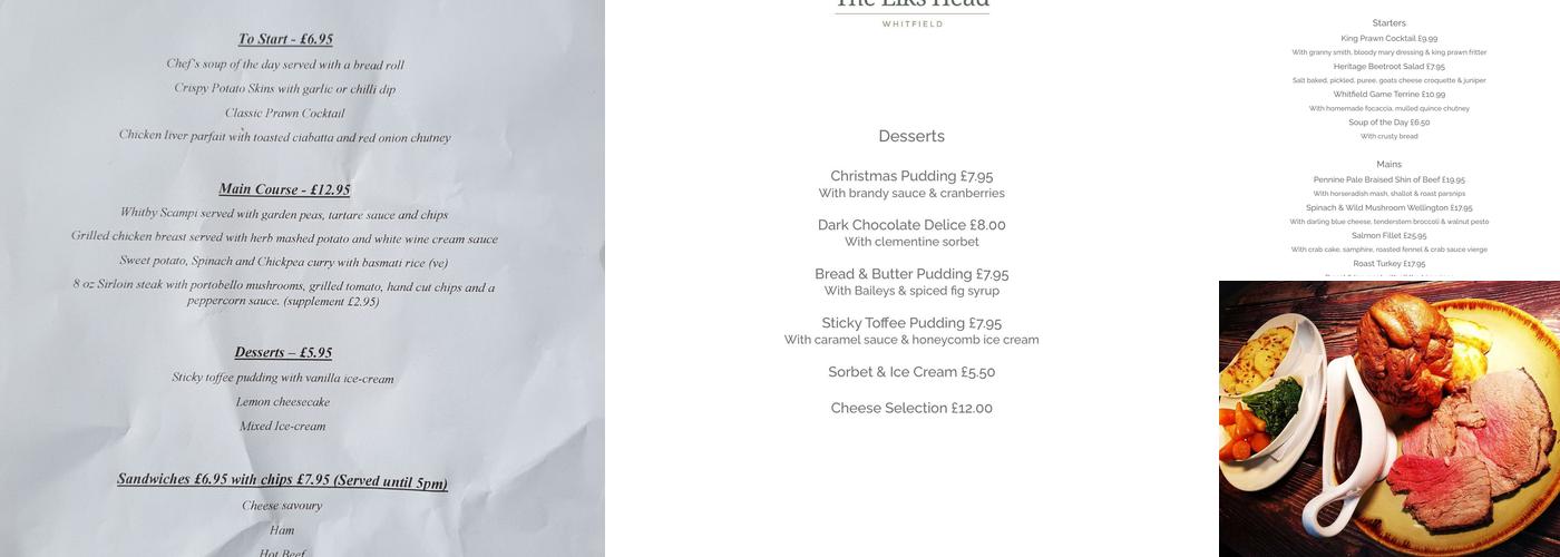 The Elk's Head Menu