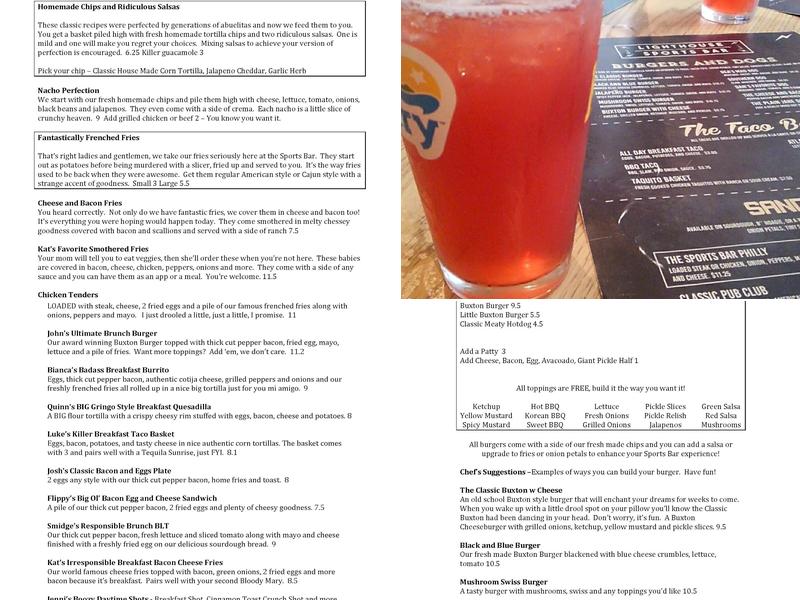 Lighthouse Sports Bar Menu