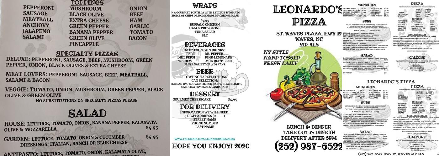 Leonardo's Pizza Menu
