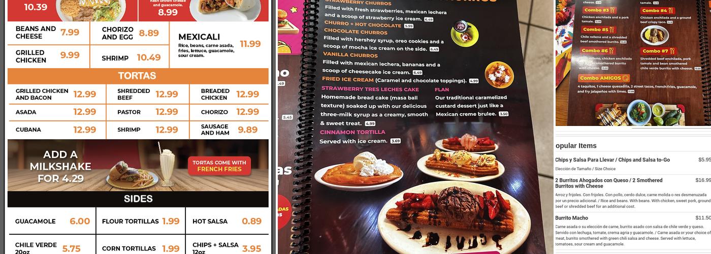 Los 5 Amigos Menu