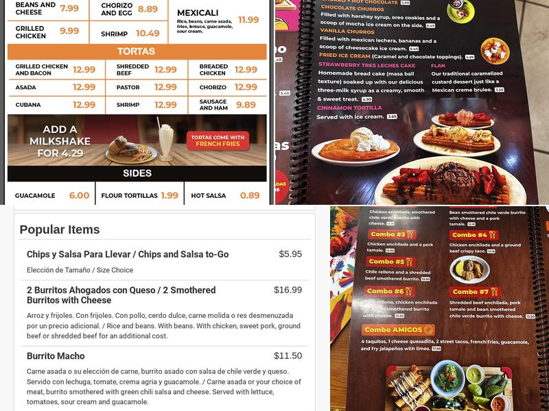 Los 5 Amigos Menu