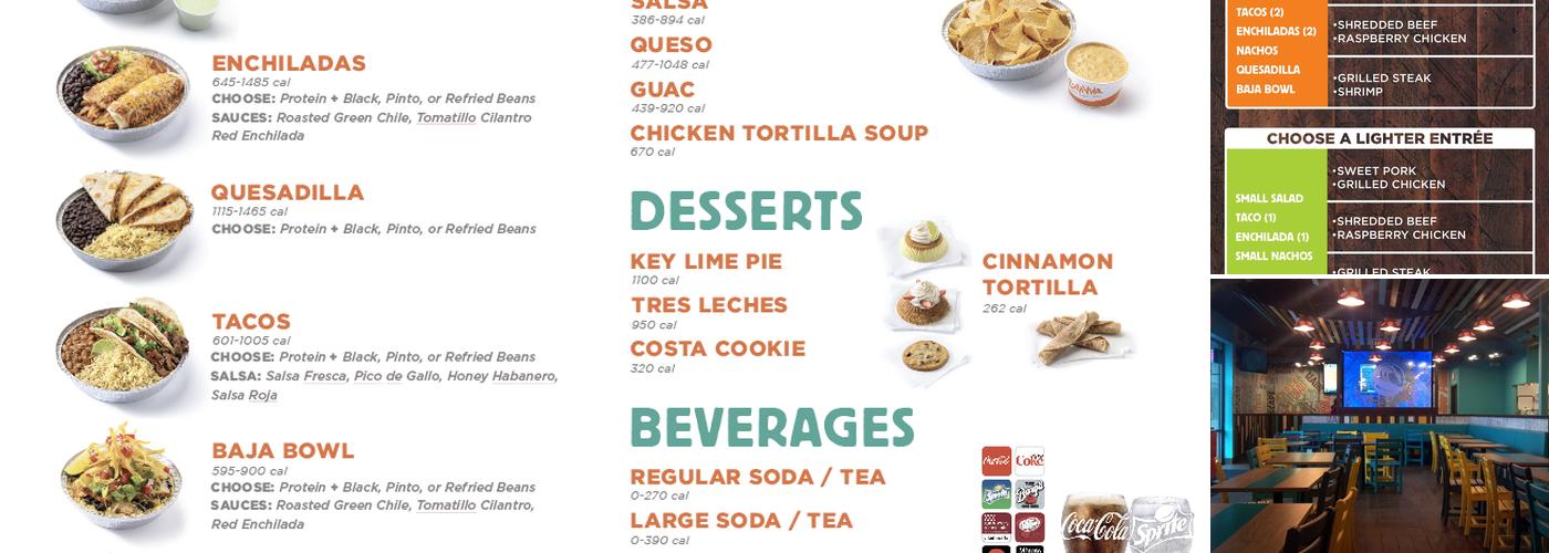 Costa Vida Menu