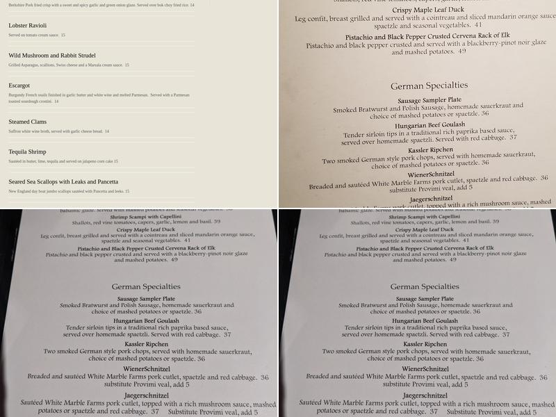 Austria Hof Lodge Menu